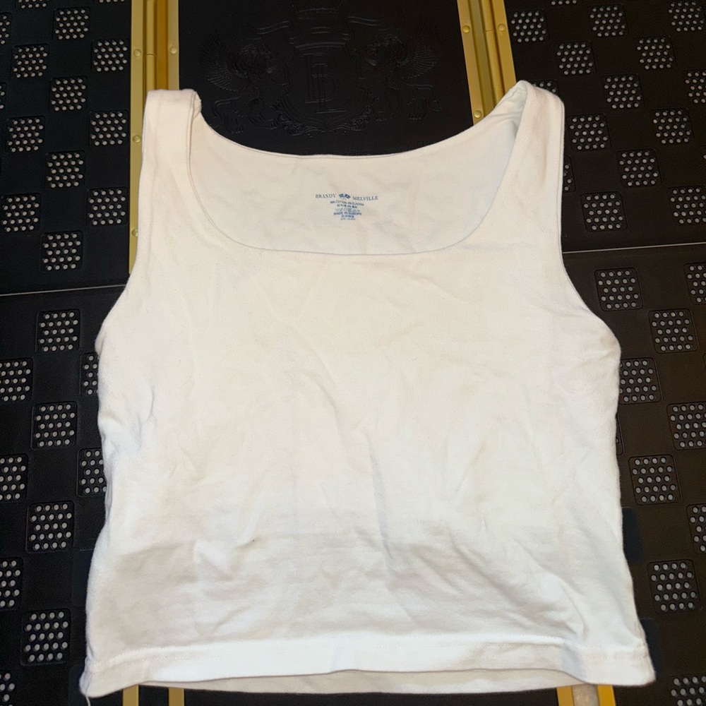 Brandy Melville White Fitted Sleeveless Tank Top